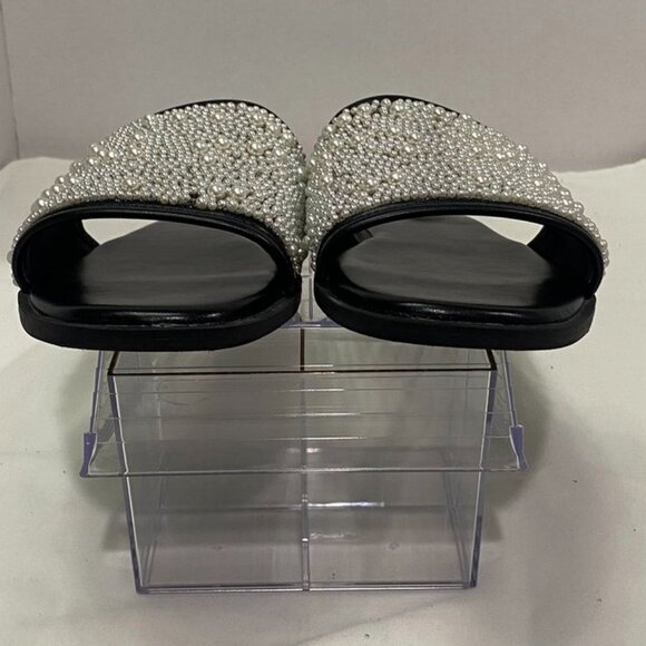 Journee Collection Pearl Embellished Slide Sandals Black Size 12 - Picture 13 of 16